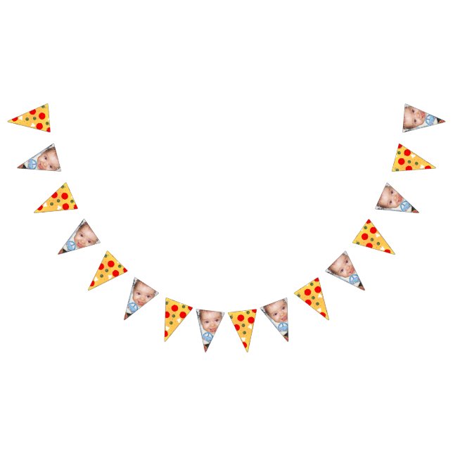 Cool fun pizza party kids birthday custom photo  bunting flags (All)