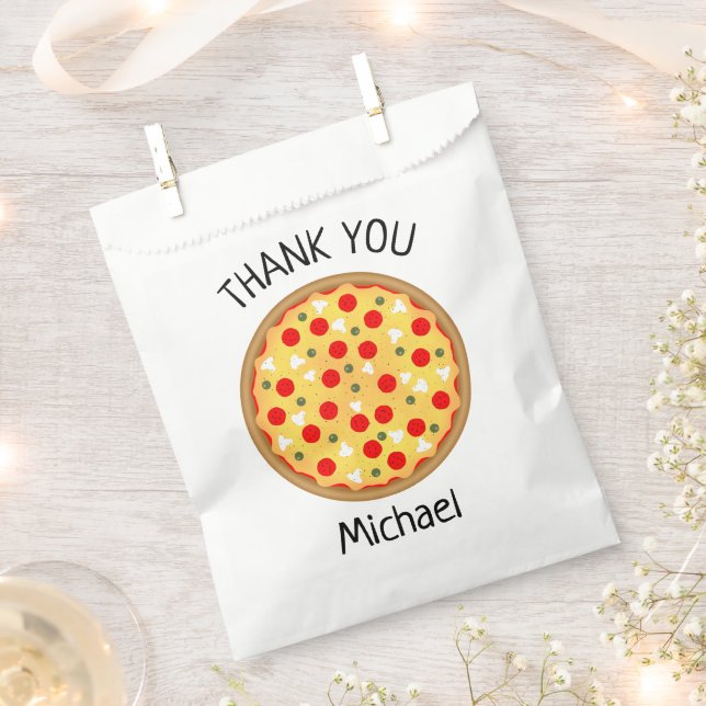 Cool fun pizza party kids birthday favor bag (Clipped)