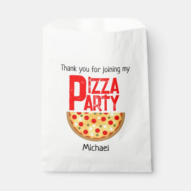 Cool fun pizza party kids birthday favor bag (Front)