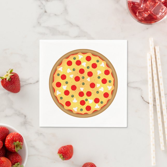 Cool fun pizza party kids birthday napkins (Insitu)