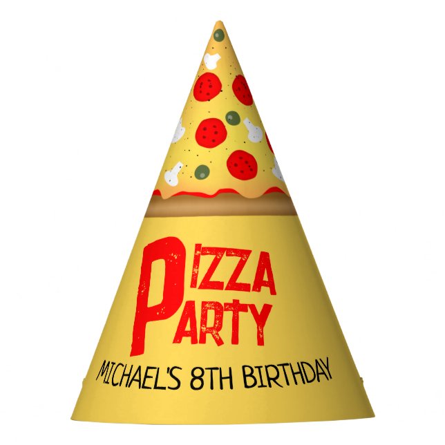 Cool fun pizza party kids birthday party hat (Front)