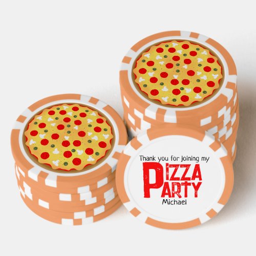 Cool fun pizza party kids birthday poker chips