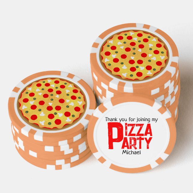 Cool fun pizza party kids birthday poker chips (Stack)