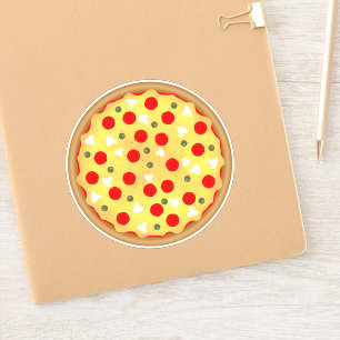 Cool fun pizza party kids birthday sticker