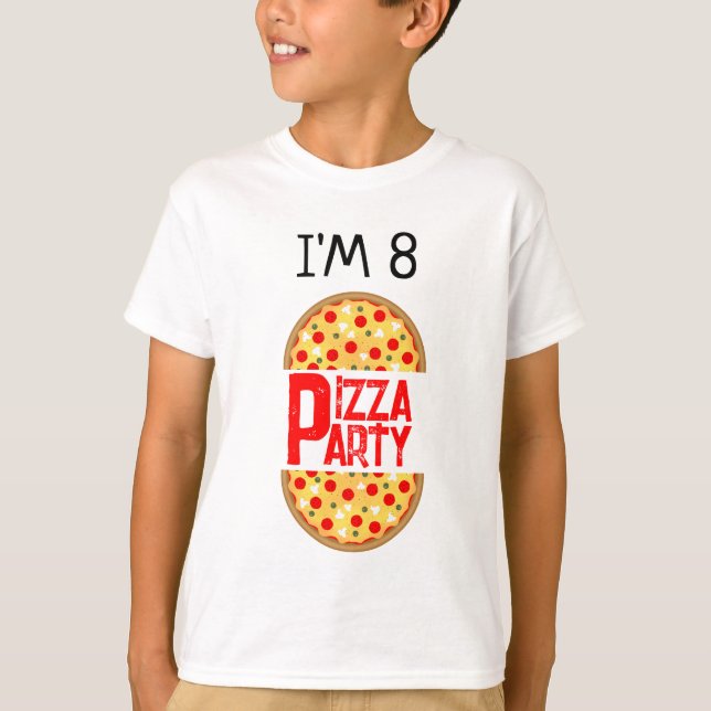 Cool fun pizza party kids birthday T-Shirt (Front)