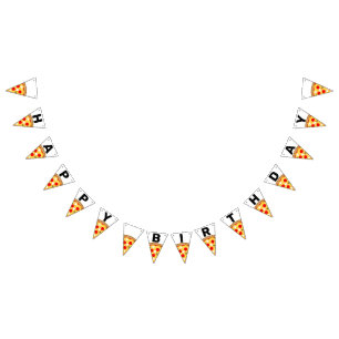 Cool fun pizza party kids happy birthday bunting flags