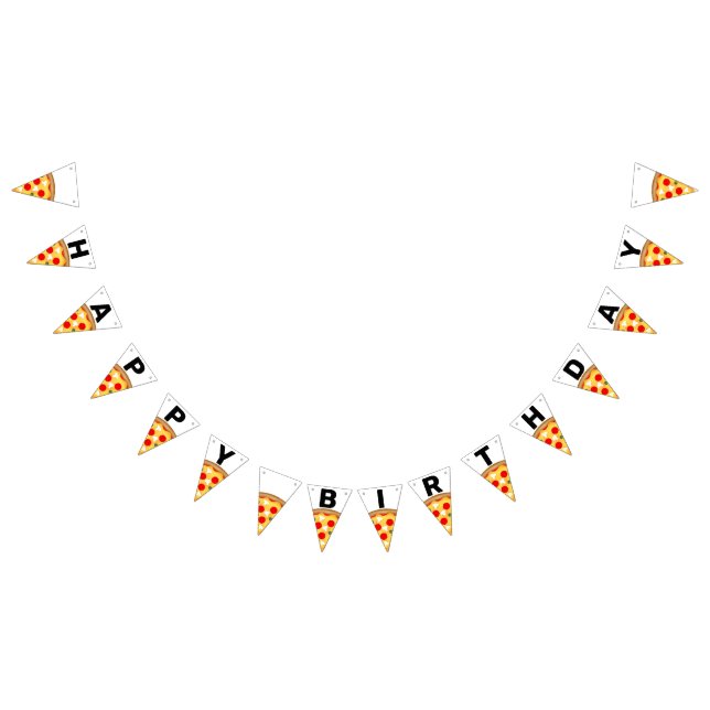 Cool fun pizza party kids happy birthday bunting flags (All)
