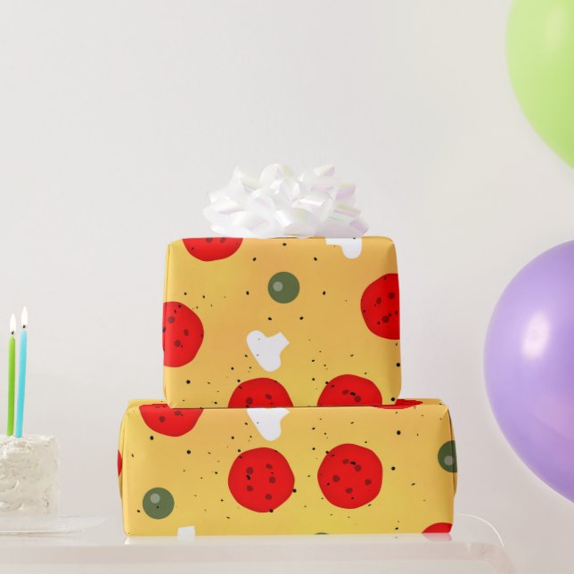 Cool fun pizza party pepperoni mushroom wrapping paper (Party Gifts)