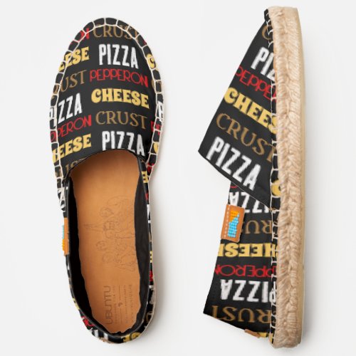 Cool fun pizza pepperoni cheese crust text pattern espadrilles