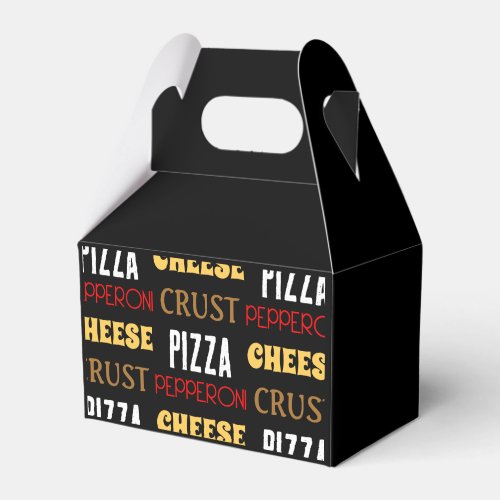 Cool fun pizza pepperoni cheese crust text pattern favor boxes