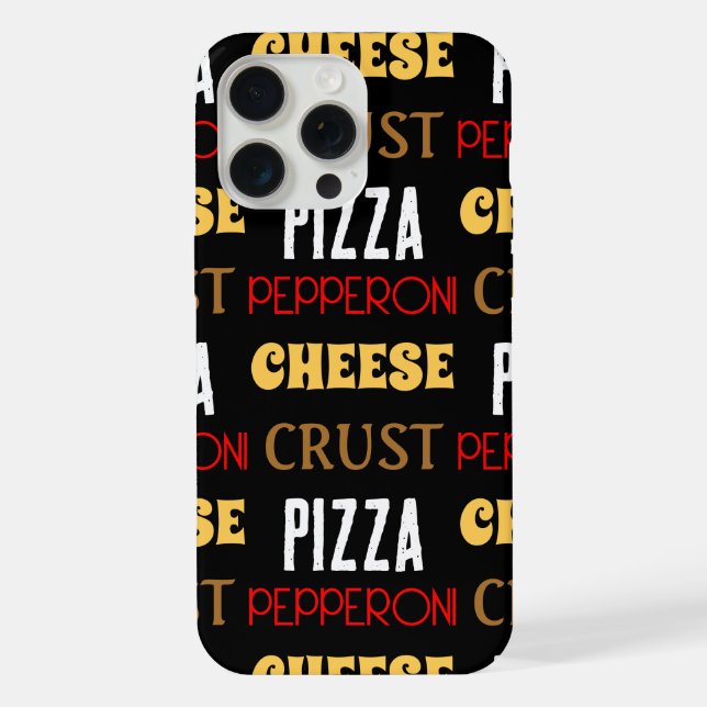 Cool fun pizza pepperoni cheese crust text pattern iPhone case (Back)