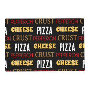 Cool fun pizza pepperoni cheese crust text pattern placemat
