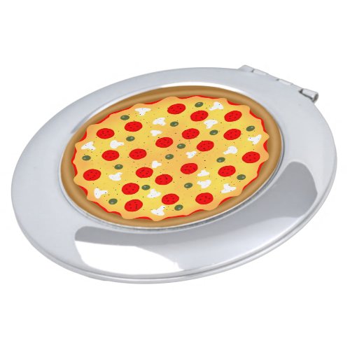 Cool fun pizza pepperoni mushroom compact mirror