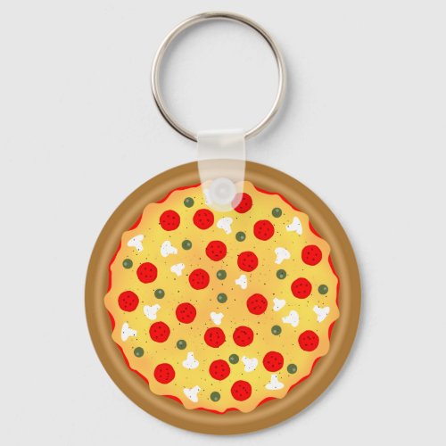 Cool fun pizza pepperoni mushroom keychain