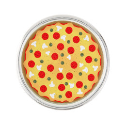 Cool fun pizza pepperoni mushroom lapel pin