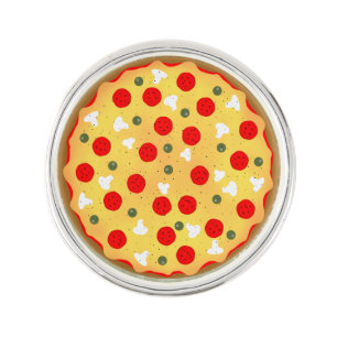 Cool fun pizza pepperoni mushroom lapel pin