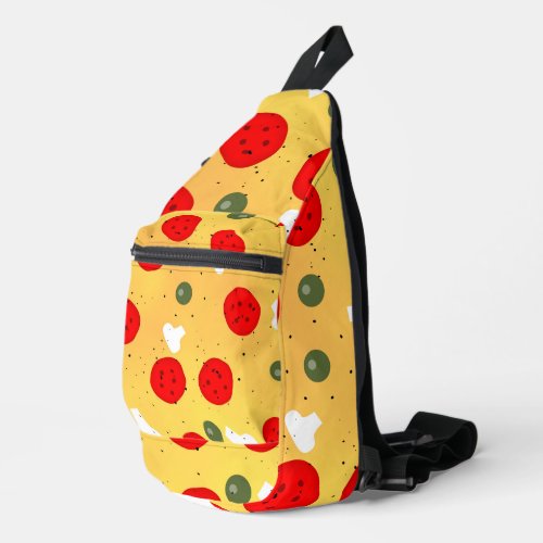 Cool fun pizza pepperoni mushroom sling bag