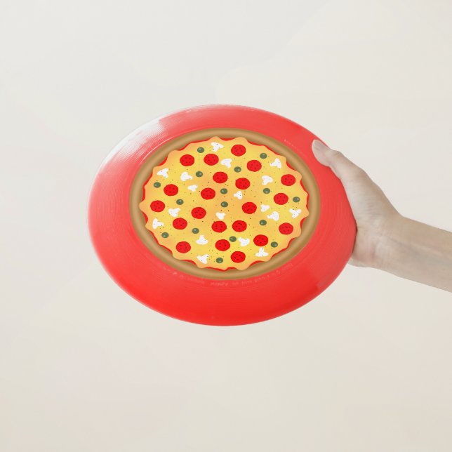 Cool fun pizza pepperoni mushroom Wham-O frisbee (In Hand)