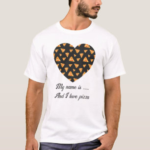 Cool fun pizza slices heart love Your Custom name T-Shirt