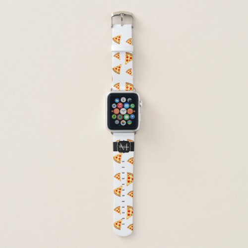 Cool fun pizza slices pattern custom Monogram Apple Watch Band