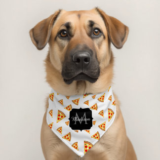 Cool fun pizza slices pattern custom Monogram Pet Bandana Collar