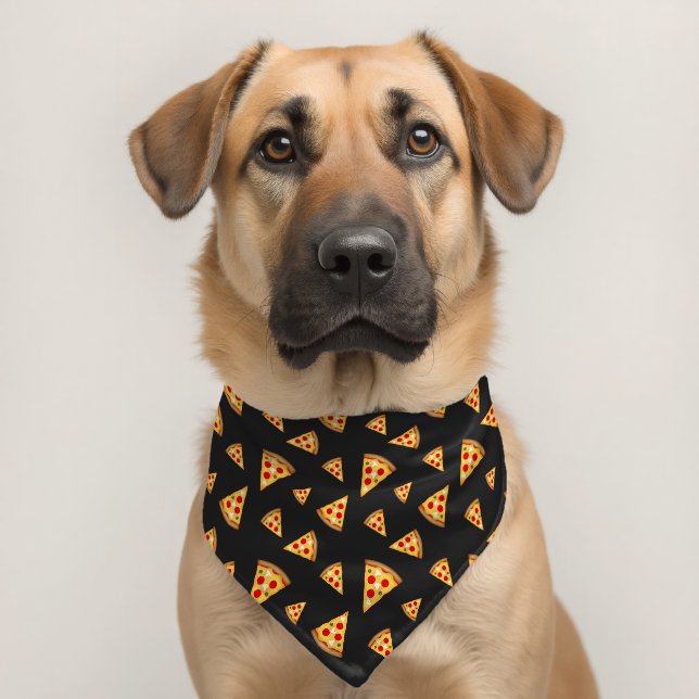 Cool fun pizza slices pattern dark gray pet bandana collar (Dog 2)