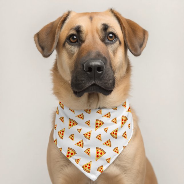 Cool fun pizza slices pattern white pet bandana collar (Dog 2)