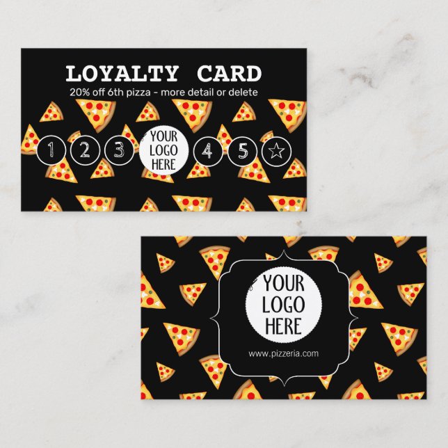 Cool fun pizza slices pizzeria pattern Your logo Loyalty Card (Front/Back)