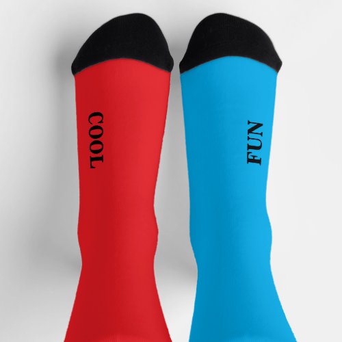 Cool Fun Red Blue Solid Color Mismatched Socks