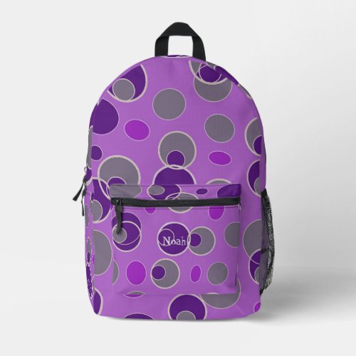 Cool Fun Retro Purple Bubble Pattern Printed Backpack
