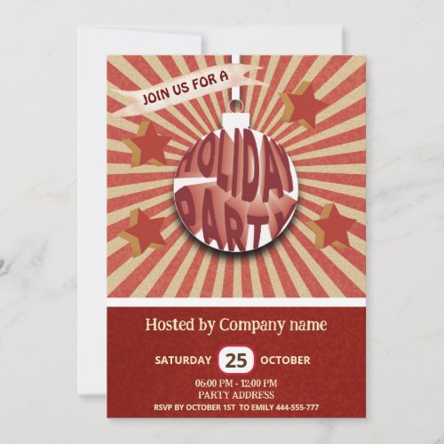 Cool fun retro typography corporate holiday party invitation