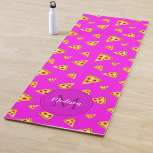 Cool fun slices pattern Monogram neon pink 1 Yoga Mat