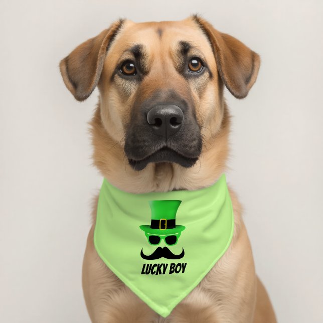Cool Fun St. Patrick's Day Moustache custom name Pet Bandana Collar (Dog 2)