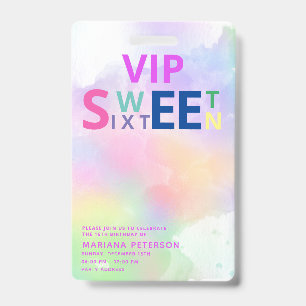 Cool fun teenage modern  typography VIP sweet 16 Badge