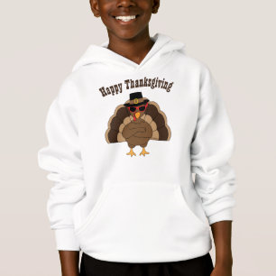 Cool fun turkey Happy Thanksgiving custom text Hoodie
