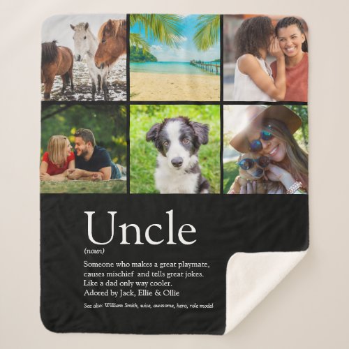 Cool Fun Uncle Definition Modern Photo Collage Sherpa Blanket