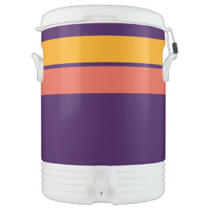 Cool Fun Yellow Orange Racing Stripes On Purple Beverage Cooler