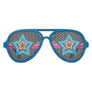 Cool Funky Blue Stars Aviator Sunglasses