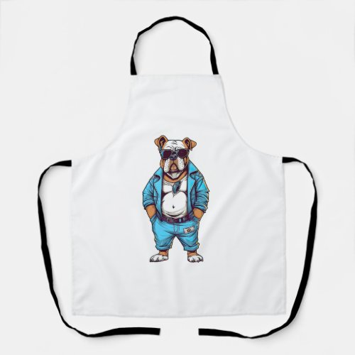 Cool Funky Bulldog With Sunglasses in a Cool Hoodi Apron