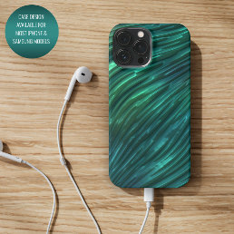 Cool Funky Dark Teal Blue Green 3D Art Pattern iPhone 15 Pro Max Case