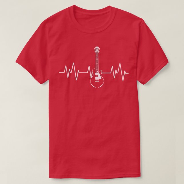 Cool Funky Electric Guitar Heartbeat Pulse Musical T-Shirt (Design Front)