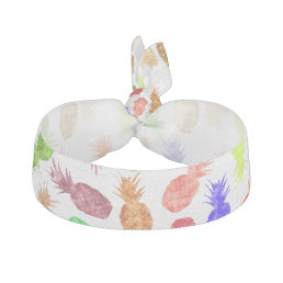 Cool Funky Funny Watercolor Pineapple Pattern Ribbon Hair Tie