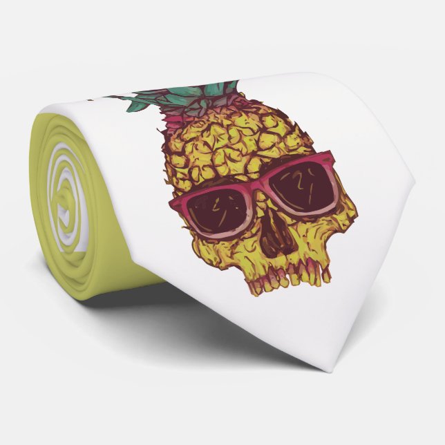 Cool Funky Geek Pineapple Punk Custom Color Tie (Rolled)