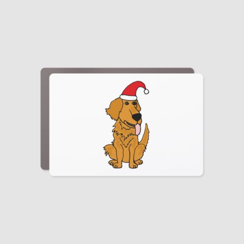 Cool Funky Golden Retriever Dog in Santa Hat Chris Car Magnet
