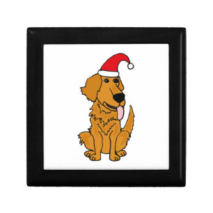 Cool Funky Golden Retriever Dog in Santa Hat Chris Gift Box