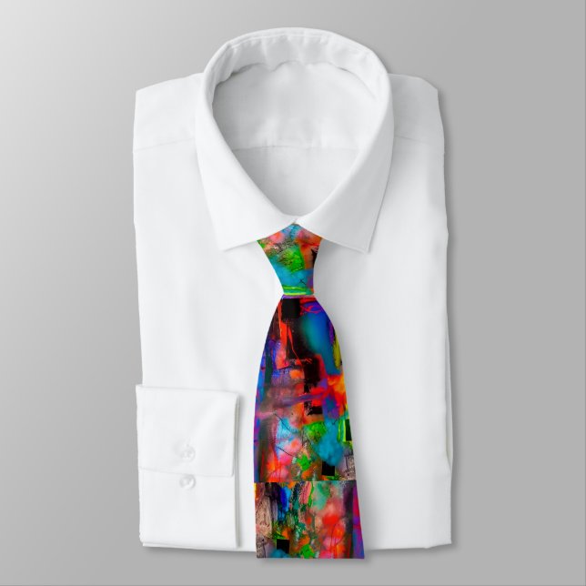 Cool Funky Hip Artsy Creative Modern Art Painting  Neck Tie (Tied)