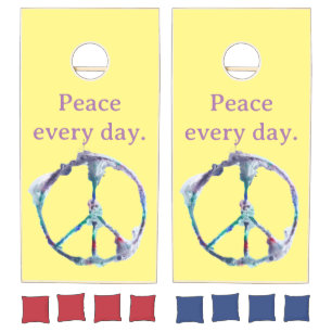 Cool Funky Modern Peace Sign Peace Every Day Cornhole Set