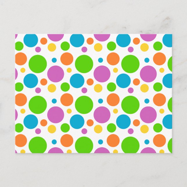 Cool Funky Multicolored Polka Dot Pattern Circle Postcard (Front)
