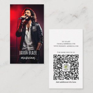 Cool Funky red Musician & Songwriter Add Photo Business Card