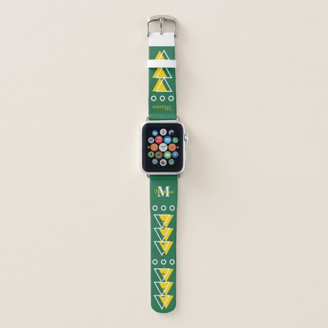 Cool funky triangle monogram personalized name  apple watch band (Front)